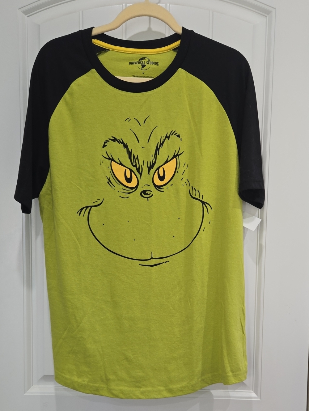 Universal Studios Grinch Face Raglan Tee - Lime & Black